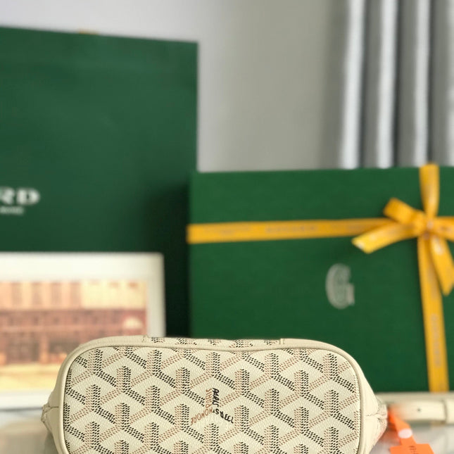 GOYA 26S BELUGA MINI BAG 23CM IN IVORY WHITE GOYARDINE CANVAS AND CALFSKIN