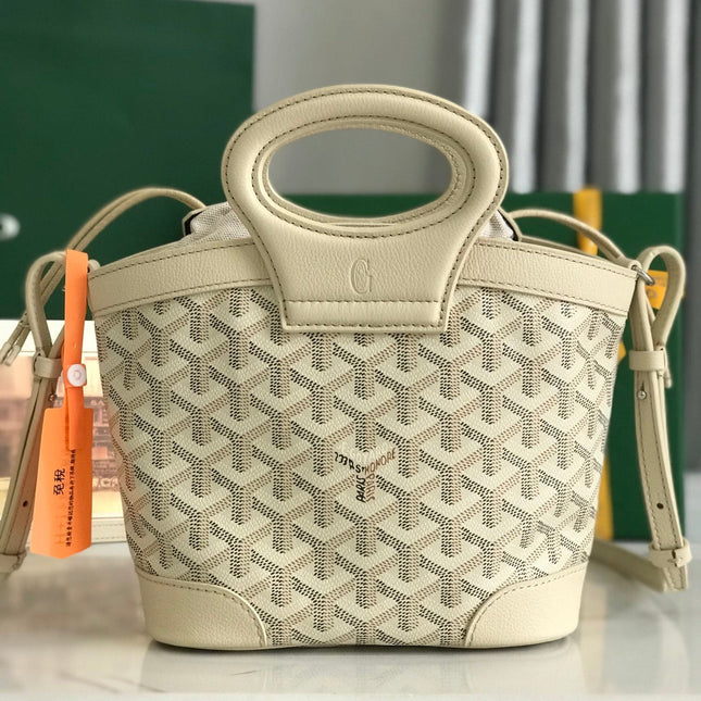 GOYA 26S BELUGA MINI BAG 23CM IN IVORY WHITE GOYARDINE CANVAS AND CALFSKIN