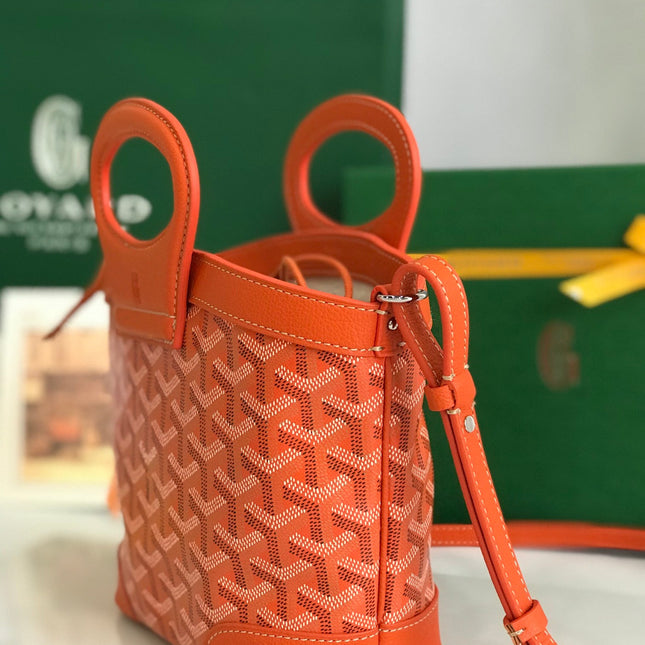 GOYA 26S BELUGA MINI BAG 23CM IN RED ORANGE GOYARDINE CANVAS AND CALFSKIN