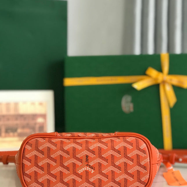 GOYA 26S BELUGA MINI BAG 23CM IN RED ORANGE GOYARDINE CANVAS AND CALFSKIN