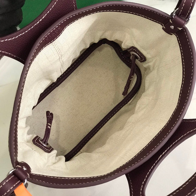 GOYA 26S BELUGA MINI BAG 23CM IN BURGUNDY BROWN GOYARDINE CANVAS AND CALFSKIN