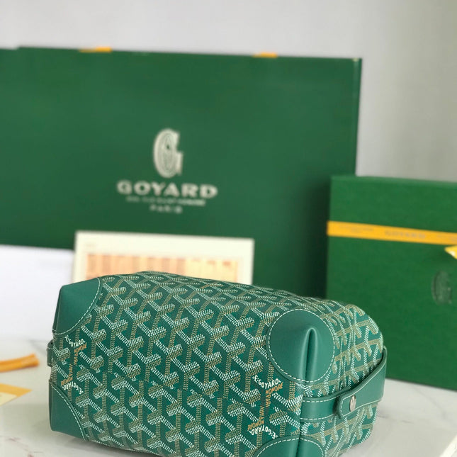 GOYA 26S BOEING 25CM IN DARK GREEN GOYARDINE CANVAS AND CALFSKIN