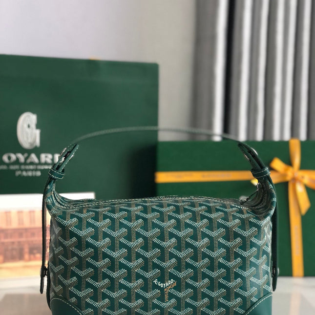 GOYA 26S BOEING 25CM IN DARK GREEN GOYARDINE CANVAS AND CALFSKIN