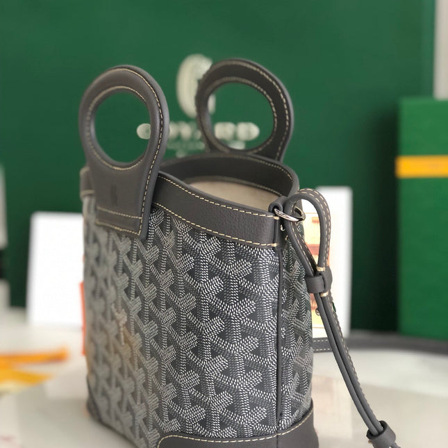 GOYA 26S BELUGA MINI BAG 23CM IN GREY GOYARDINE CANVAS AND CALFSKIN