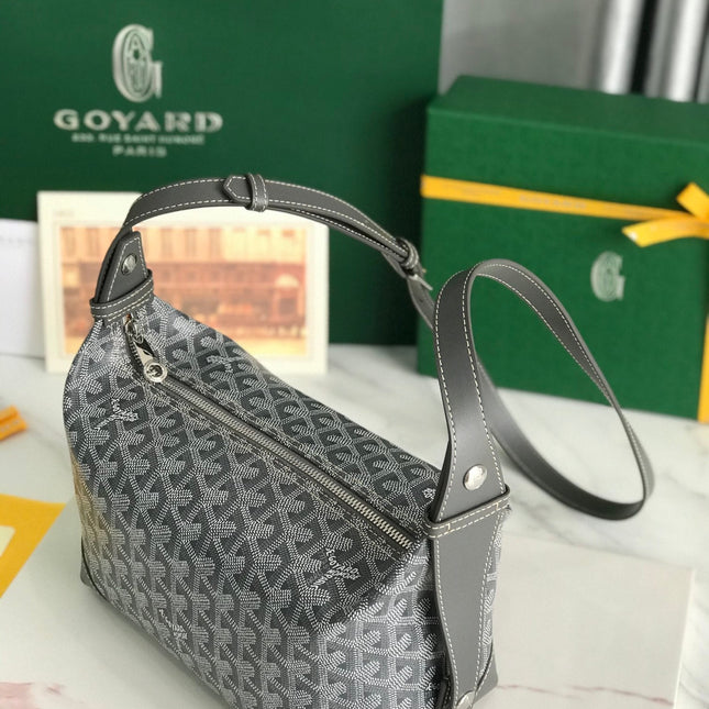 GOYA 26S BOEING 25CM IN GREY GOYARDINE CANVAS AND CALFSKIN