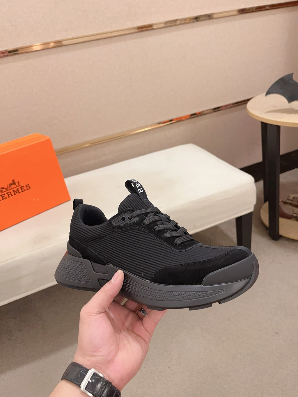 HM HUGO SNEAKER BLACK WEAVE AND SUEDE