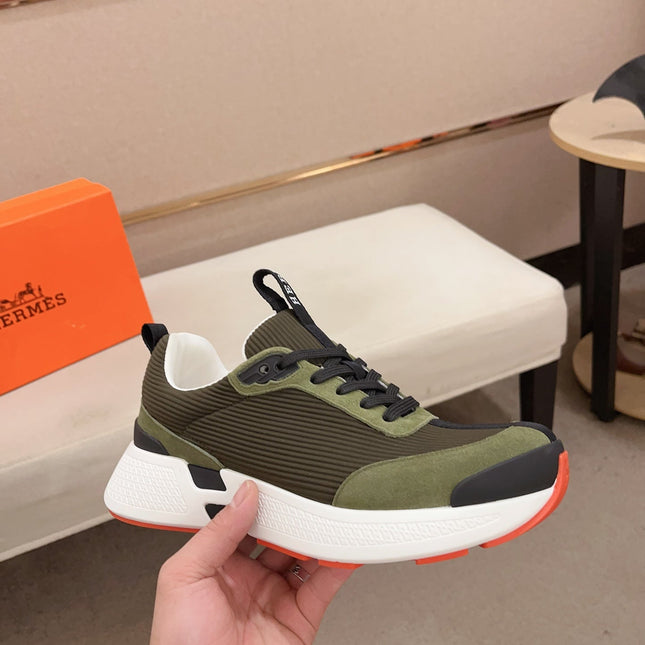 HM HUGO SNEAKER OLIVE WEAVE AND SUEDE