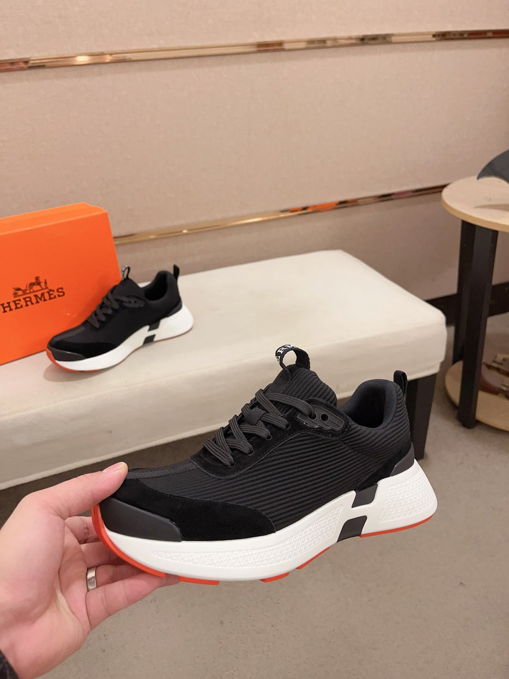 HM HUGO SNEAKER BLACK-WHITE WEAVE AND SUEDE