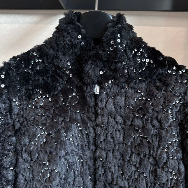 CHANEL 25S VELVET SEQUIN-EMBELLISHED JACKET 464