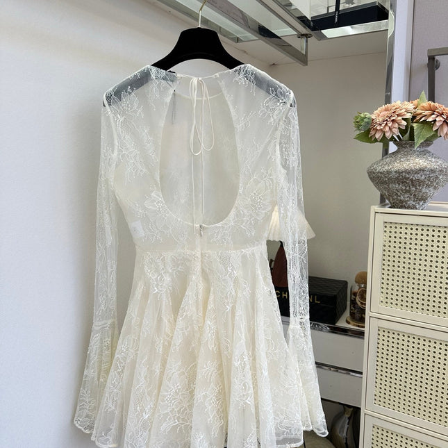VALENTINO 26S LONG SLEEVE LACE MINI DRESS 205