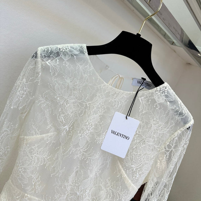 VALENTINO 26S LONG SLEEVE LACE MINI DRESS 205