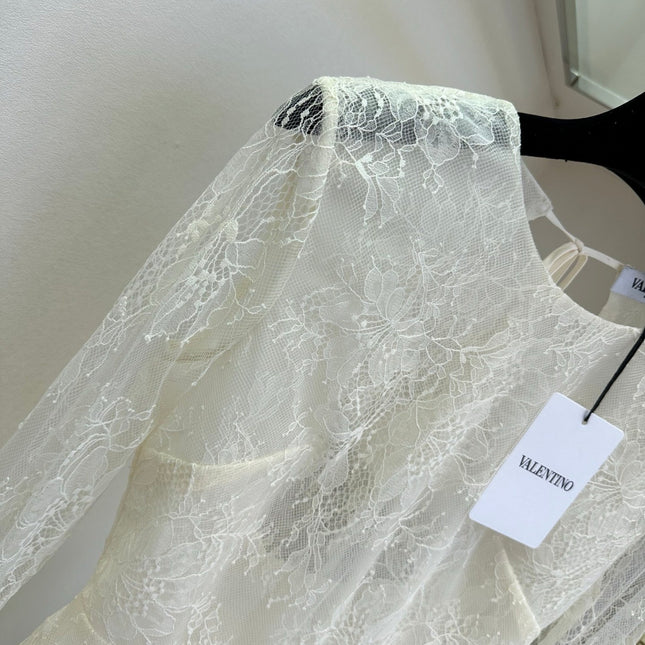 VALENTINO 26S LONG SLEEVE LACE MINI DRESS 205