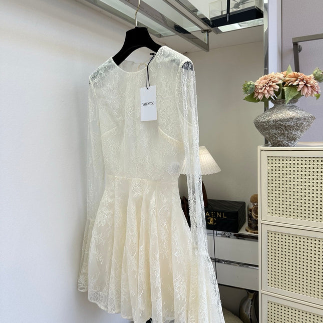VALENTINO 26S LONG SLEEVE LACE MINI DRESS 205