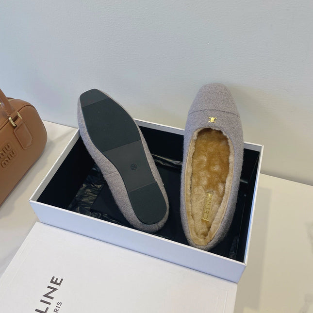 CELINE 26S FLAT SHOES IN LAVENDER GREY WOOL