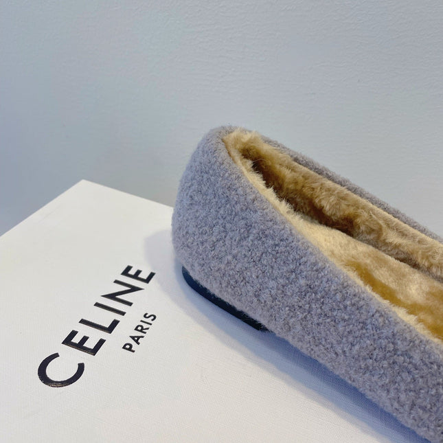 CELINE 26S FLAT SHOES IN LAVENDER GREY WOOL