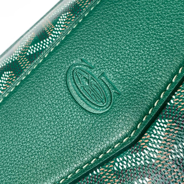 CISALPIN DOCUMENT CASE 39 IN GREEN GOYARDINE CANVAS AND CALFSKIN