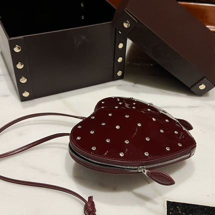 LE COEUR BAG 21 IN BURGUNDY RED PATENT CALFSKIN ATTACHED STRASS