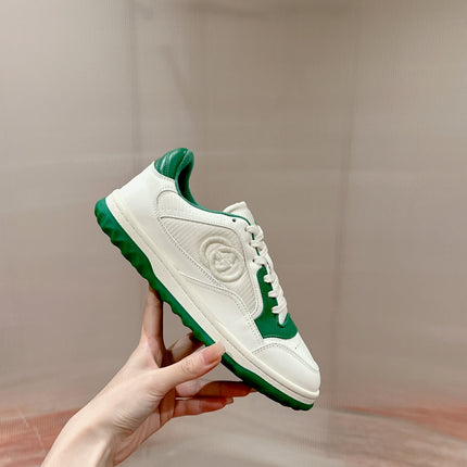 GUCCI 26S SNEAKERS IN WHITE MIX GREEN CALFSKIN