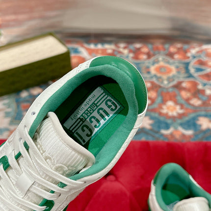 GUCCI 26S SNEAKERS IN WHITE MIX GREEN CALFSKIN