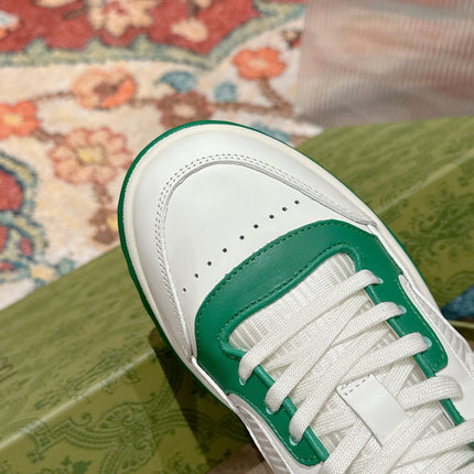 GUCCI 26S SNEAKERS IN WHITE MIX GREEN CALFSKIN