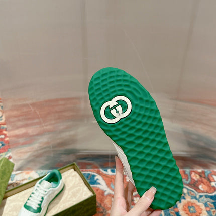 GUCCI 26S SNEAKERS IN WHITE MIX GREEN CALFSKIN