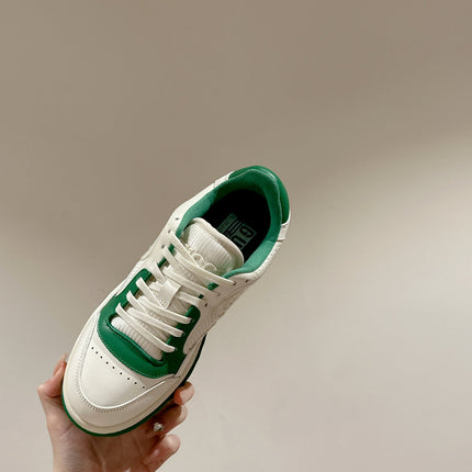 GUCCI 26S SNEAKERS IN WHITE MIX GREEN CALFSKIN