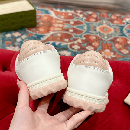 GUCCI 26S SNEAKERS IN WHITE MIX LIGHT PINK CALFSKIN