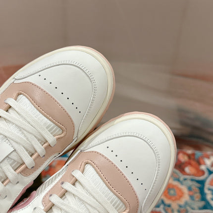 GUCCI 26S SNEAKERS IN WHITE MIX LIGHT PINK CALFSKIN