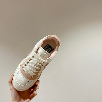 GUCCI 26S SNEAKERS IN WHITE MIX LIGHT PINK CALFSKIN
