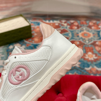 GUCCI 26S SNEAKERS IN WHITE MIX LIGHT PINK CALFSKIN