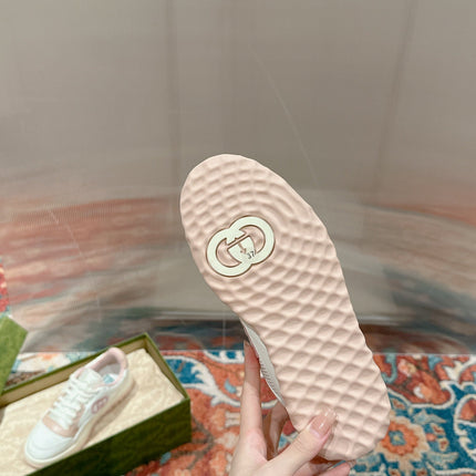 GUCCI 26S SNEAKERS IN WHITE MIX LIGHT PINK CALFSKIN