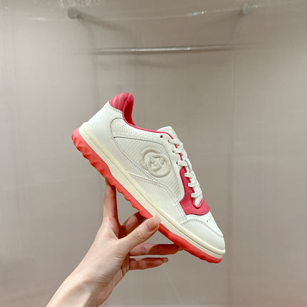 GUCCI 26S SNEAKERS IN WHITE AND PINK CALFSKIN WITH LOGO
