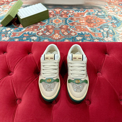 GUCCI 26S SCREENER SNEAKER IN BEIGE SUEDE MIX CANVAS