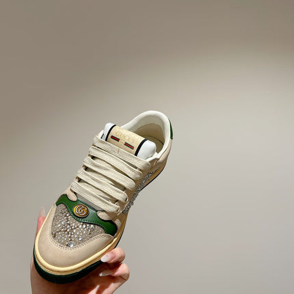 GUCCI 26S SCREENER SNEAKER IN BEIGE SUEDE MIX CANVAS