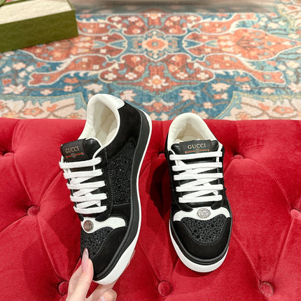 GUCCI 26S SCREENER SNEAKER IN BLACK SUEDE