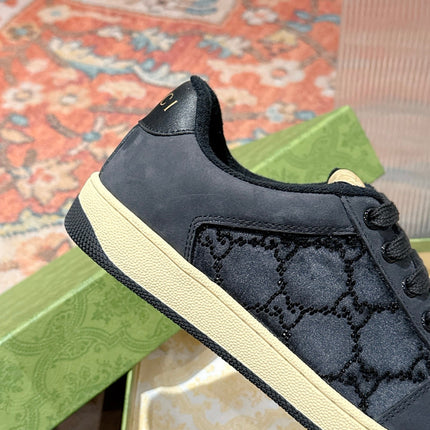 GUCCI 26S SCREENER SNEAKER IN BLACK LEATHER AND SUEDE