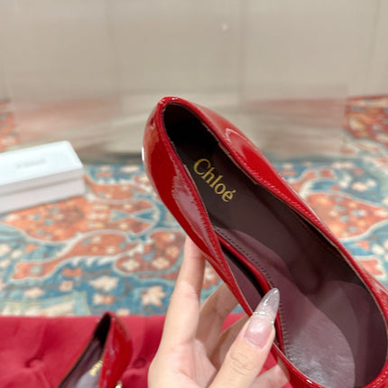 CHLOE 26S HIGH HEELS IN RED PATENT CALFSKIN