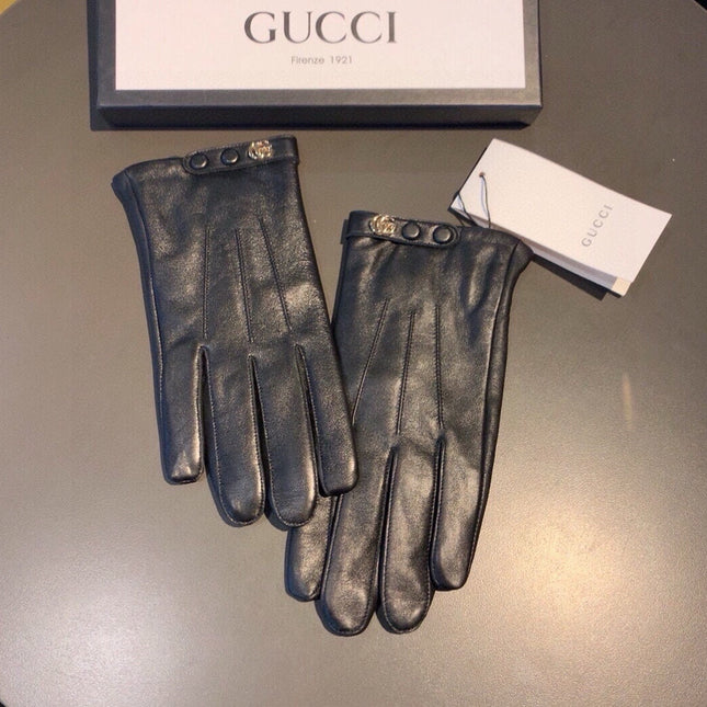 GLOVES WITH DOUBLE BUTTONS IN BLACK LAMBSKIN AND FLEECE LINING 465013