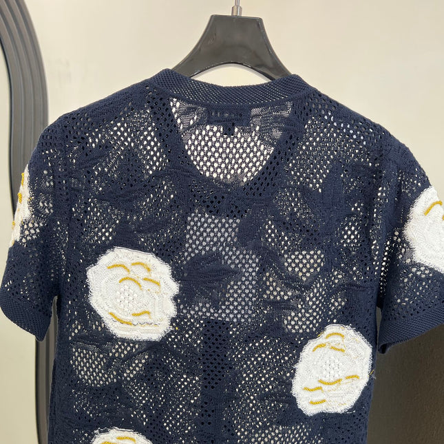 CHANEL 26S BUTTON-UP SHORT-SLEEVE KNIT TOP STYLE 1158
