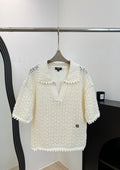 CHANEL 26S CROCHET KNIT POLO TOP 1431