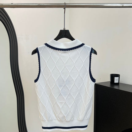 CHANEL 26S SLEEVELESS POLO KNIT TOP STYLE 1151