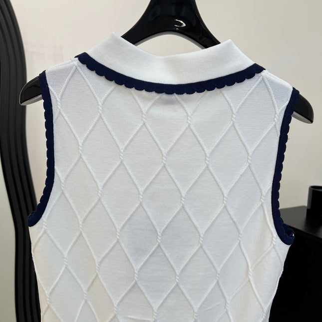 CHANEL 26S SLEEVELESS POLO KNIT TOP STYLE 1151