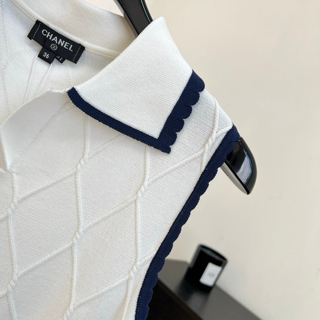 CHANEL 26S SLEEVELESS POLO KNIT TOP STYLE 1151