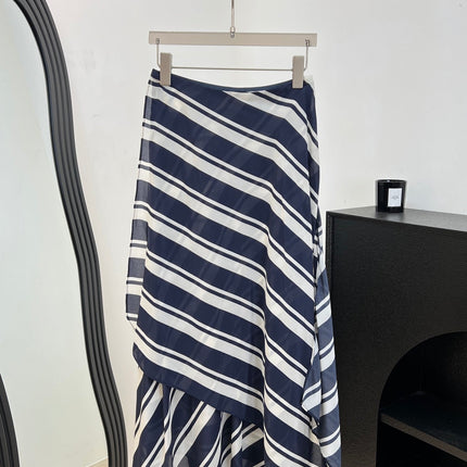 RALPH LAUREN 26S STRIPED SILK MIDI SKIRT 353