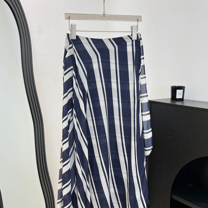 RALPH LAUREN 26S STRIPED SILK MIDI SKIRT 353
