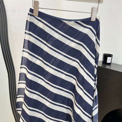 RALPH LAUREN 26S STRIPED SILK MIDI SKIRT 353