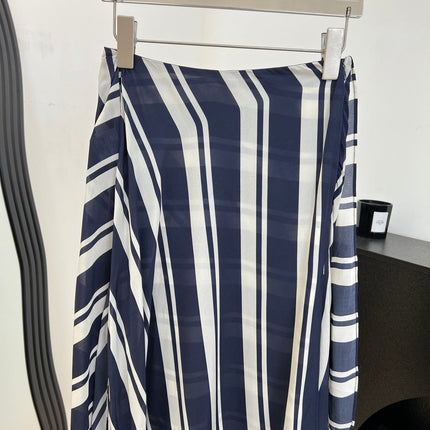 RALPH LAUREN 26S STRIPED SILK MIDI SKIRT 353