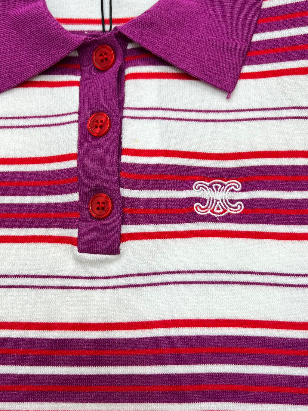 CELINE 26S STRIPED SHORT-SLEEVE POLO SHIRT 398