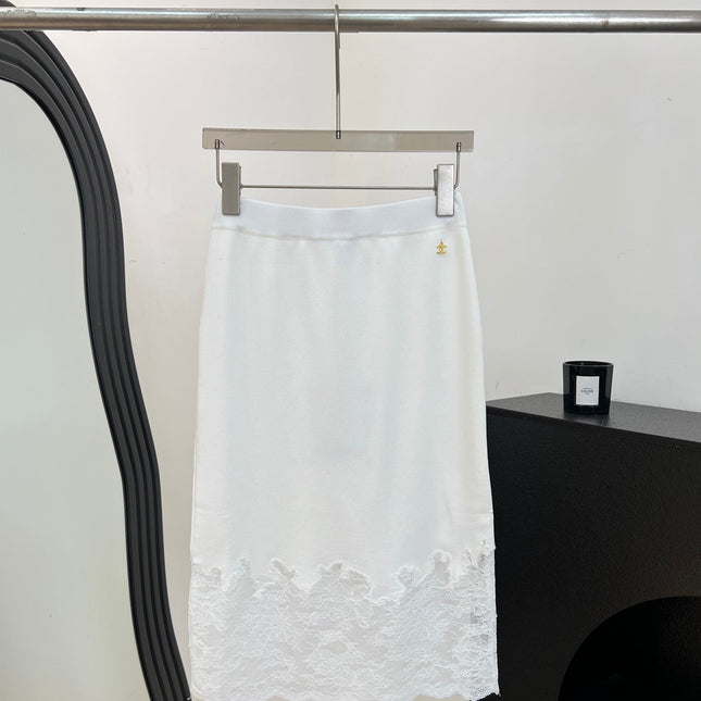 CHANEL 26S LACE HEM MIDI SKIRT 1314