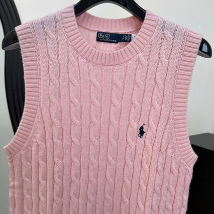 RALPH LAUREN 26S CREW-NECK CABLE-KNIT VEST 741